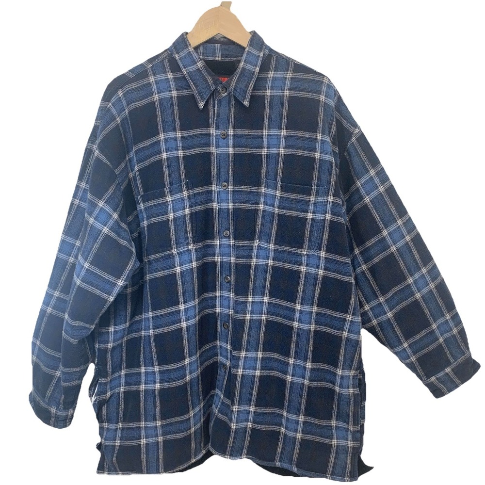 Wolverine Flannel Fleece Lined Shirt Jacket Men XXL Schaket Blue Plaid Work READ